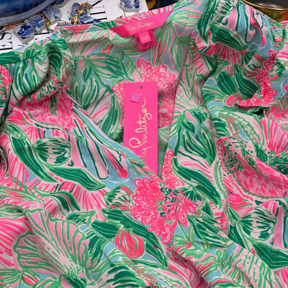 🆕 LILLY PULITZER 🧿 NWT Taviana Stretch Dress, Coming in Hot Blue Horizon, Sz00 - Picture 13 of 15